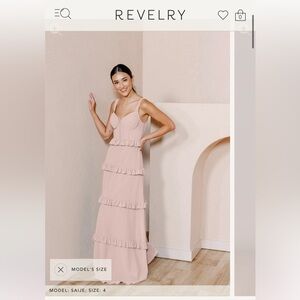 Revelry Sloane Chiffon First Kiss Pink Ruffle Tiered Maxi Dress